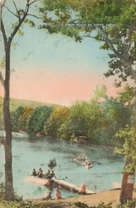 C.1915 A Shady Beach at Happy Acres People in Boats, Pier Postcard ~ Gatti