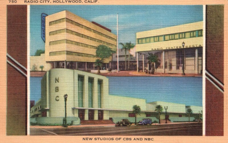 Vintage Postcard New Studios of CBS and NBC Radio City Hollywood California CA