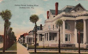 Postcard Ashley Street Looking West Jacksonville FL 1911