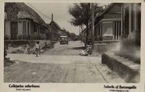 colombia, BARRANQUILLA, Callejuelas Suburbanas, Car (1920s) RPPC Postcard