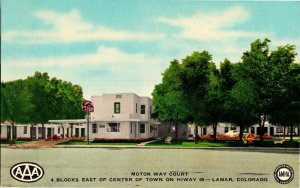 Motor Way Court Motel Lamar CO Hwy 50 Vintage Postcard A20