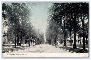 Pekin Illinois IL Postcard Washington Street Dirt Road Houses c1910's Antique