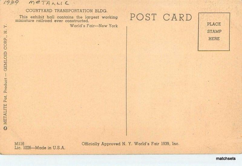 1939 Metallic Courtyard Transportation Building Gemloid postcard 3278 New York