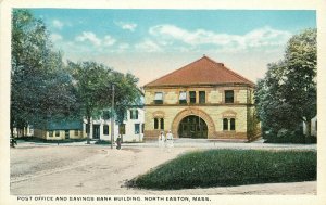 Vintage Postcard Post Office & Savings Bank Building, North Easton MA Bristol Co