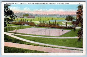 1920's HALLOWEEN PARK STAMFORD CT BIRD'S-EYE VIEW TENNIS COURT GROUNDS POSTCARD