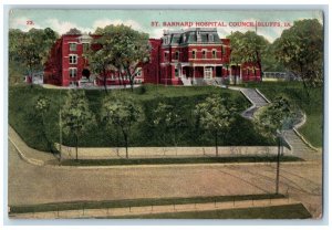 1909 St. Barnard Hospital Exterior View Council Bluffs Iowa IA Posted Postcard