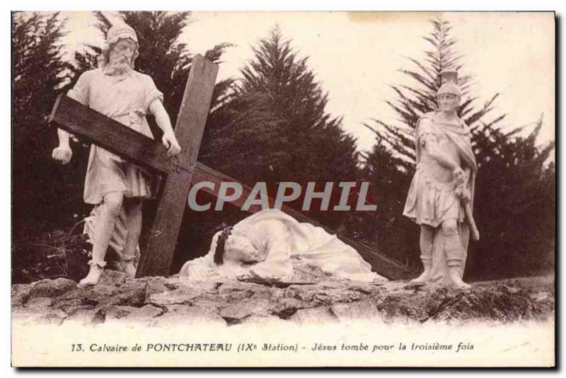 Old Postcard Calvary of Pontchateau Jesus falls the third time