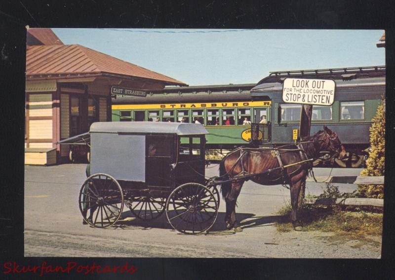 STRASBURG PENNSYLVANIA RAILROAD DEPOT TRAIN STATION AMISH COUNTRY POSTCARD