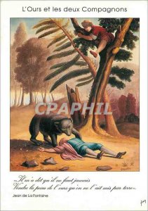 Modern Postcard Bear and Two Companions the Fables de la Fontaine