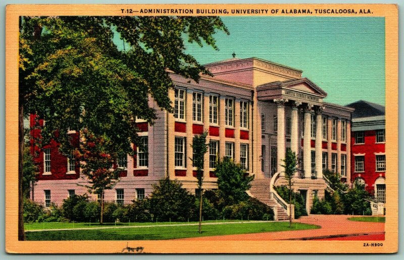 Administration Building University of Alabama Tuscaloosa UNP Linen Postcard G7