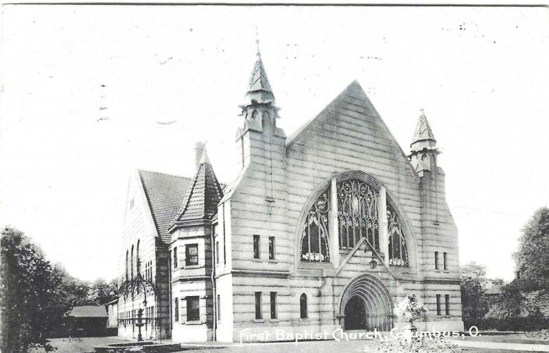 Posted 1908, First Baptist Church, Columbus, Ohio, undivided back