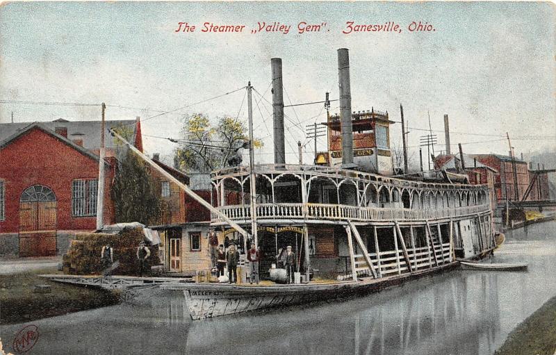 F27/ Zanesville Ohio Postcard c1910 Steamer Valley Gem Muskingum River