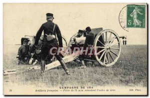 Old Postcard From 1914 Campaign Artillery Francaise Piece 755 mm Canon