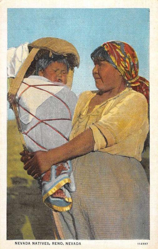 Reno Nevada Native Indian Woman Baby Antique Postcard K101959