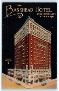 BIRMINGHAM, AL Alabama ~ Roadside  BANKHEAD HOTEL Graphics c1940s Linen Postcard