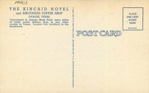 Kincaid Hotel roadside Uvalde Texas Teich Postcard Teich linen 20-323