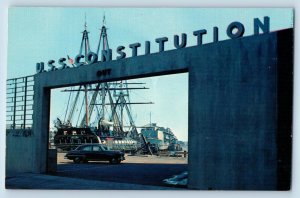 Charlestown Massachusetts MA Postcard USS Constitution US Naval Shipyard c1960