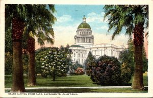 California Sacramento State Capitol From Park 1926 Curteich