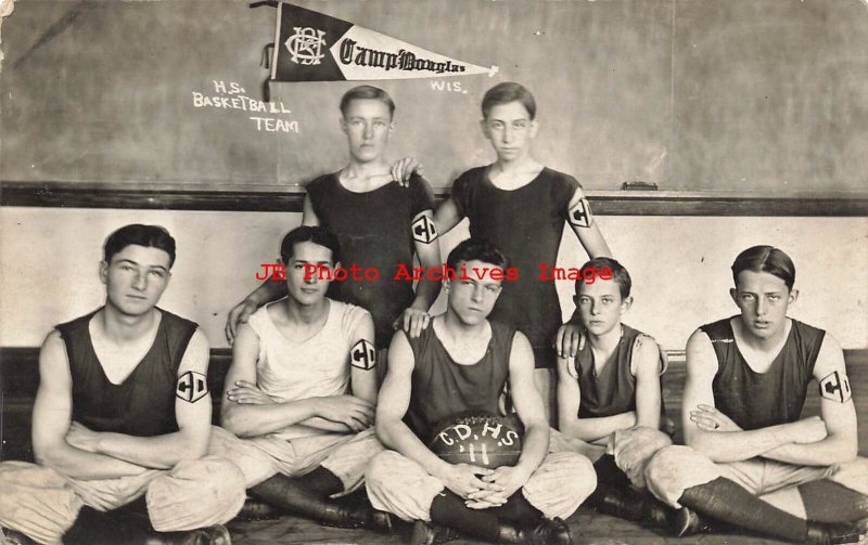 WI, Camp Douglas, Wisconsin, RPPC, High School Basketball Team, 1911 PM
