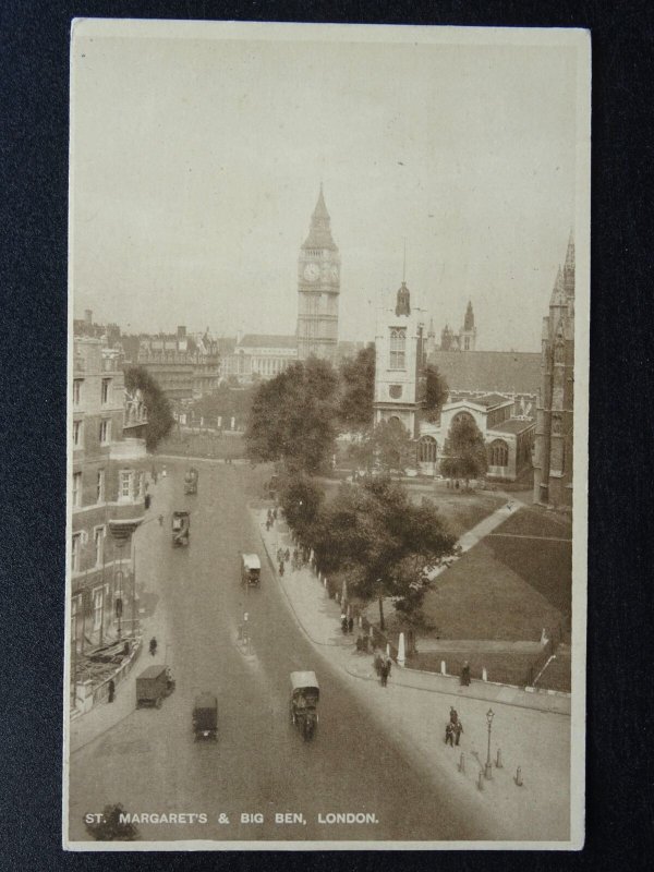 London ST. MARGARETS & BIG BEN - Old Postcard