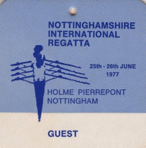 Nottingham Regatta 1977 Special Guest Pass Card Ticket