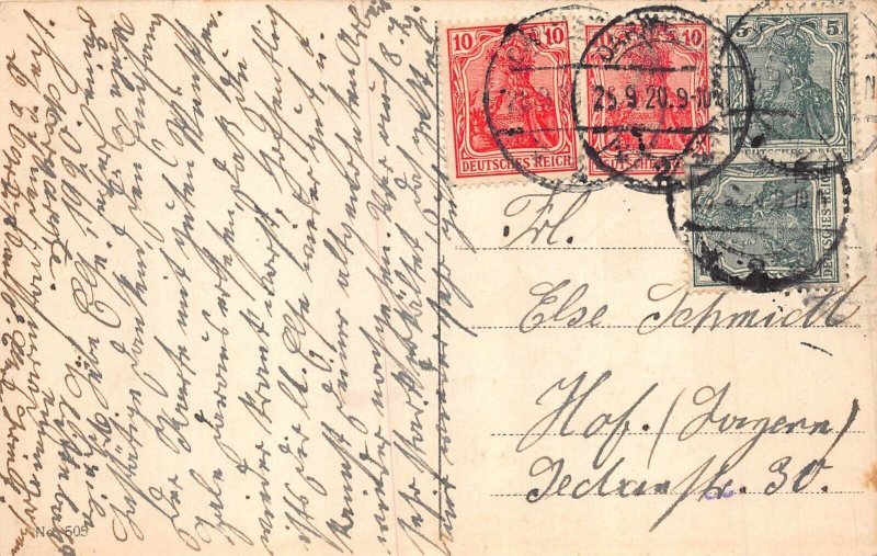 L010 Germany 1920 Darmstadt Luisenplatz fountain vintage postcard