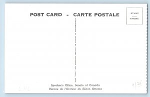 Ottawa Ontario Canada Postcard Speaker's Office Senate of Canada c1970's