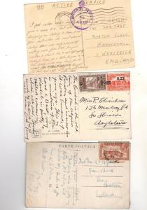 Three North African Cards with interesting Censor Postmark & Stamps - Gibraltar