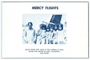 Mercy Flights Postcard Jerrie Cobb With Some Of The Indians In Amazonas Aviator