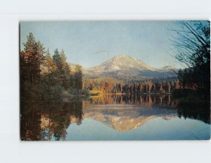 Postcard Mt. Lassen from Manzanita Lake in Lassen Volcanic National Park CA USA