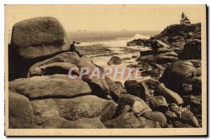 Postcard Old North Cotes Ploumanach rocks Lighthouse