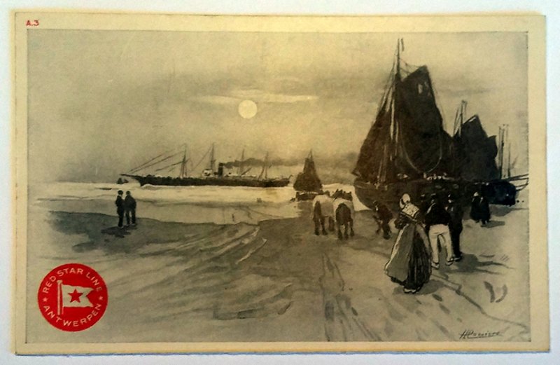 5 VINTAGE POSTCARDS RED STAR LINE - ANTWERPEN - 1920. UNUSED!!!