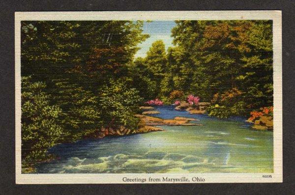 OH Greetings from MARYSVILLE OHIO Postcard Linen PC