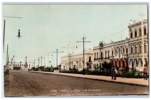 c1910's Lima Peru Paseo 9 De Diciembre Tinted RPPC Photo Antique Postcard 