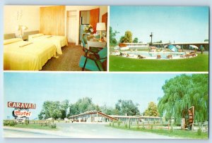 1960 Maple Shade New Jersey Postcard Caravan Motels Dover White Plains Multiview
