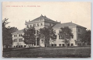 State~Courtyard B&W View Of The Lunt Library~Evanston Illinois~PM 1910 Postcard