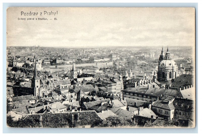 c1910 Calko's View from Hradcan Greetings from Prague Czech Republic Postcard