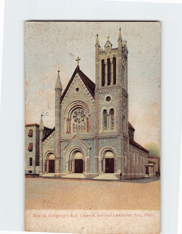 Postcard New St. Gregorys R. C. Church Philadelphia Pennsylvania USA