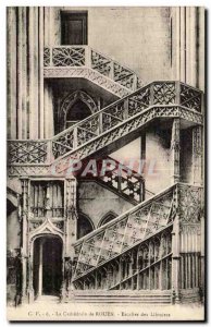 Rouen Cathedral Old Postcard Staircase Booksellers (library stairs)