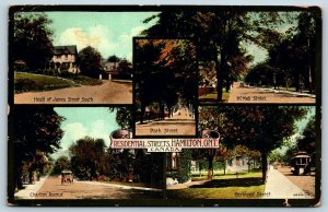 Postcard Hamilton Ontario c1915 Residential Streets Multi Views Trolley Car