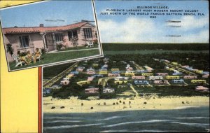 Daytona Beach Florida FL Ellinor Village Resort Linen Vintage Postcard