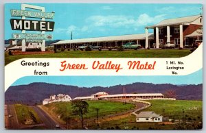 Banner Greeting~Green Valley Motel Lexington Virginia~Vintage Postcard