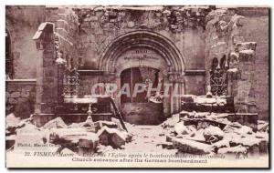 Old Postcard Fismes marl entrance to church after the bombing of German