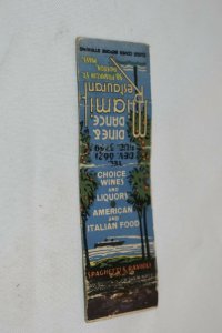 Miami Restaurant Boston Mass 20 Strike Matchbook Cover