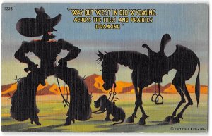Way Out West In Old Wyoming Cowboy & Horse Western Comic 1954 Vintage Postcard