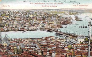 Galata Bridge Panorama Istanbul Turkey 1910c postcard