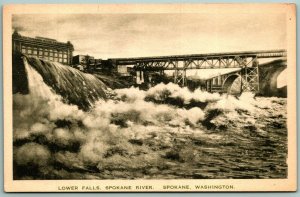 Lower Falls Spokane River Spokane Washington WA UNP Albertype DB Postcard J6