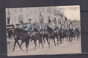 GERMANY, STREET SCENE, GERMAN HUSSARS ON HORSEBACK, 1918 ppc., unused.