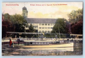 Friedrichshafen Postcard Royal Castle With S. Majesty and Yacht Kondwiramur 1905