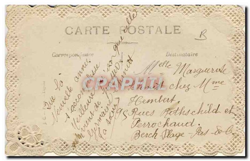 Old Postcard Fancy Embroidery Flowers Colombes